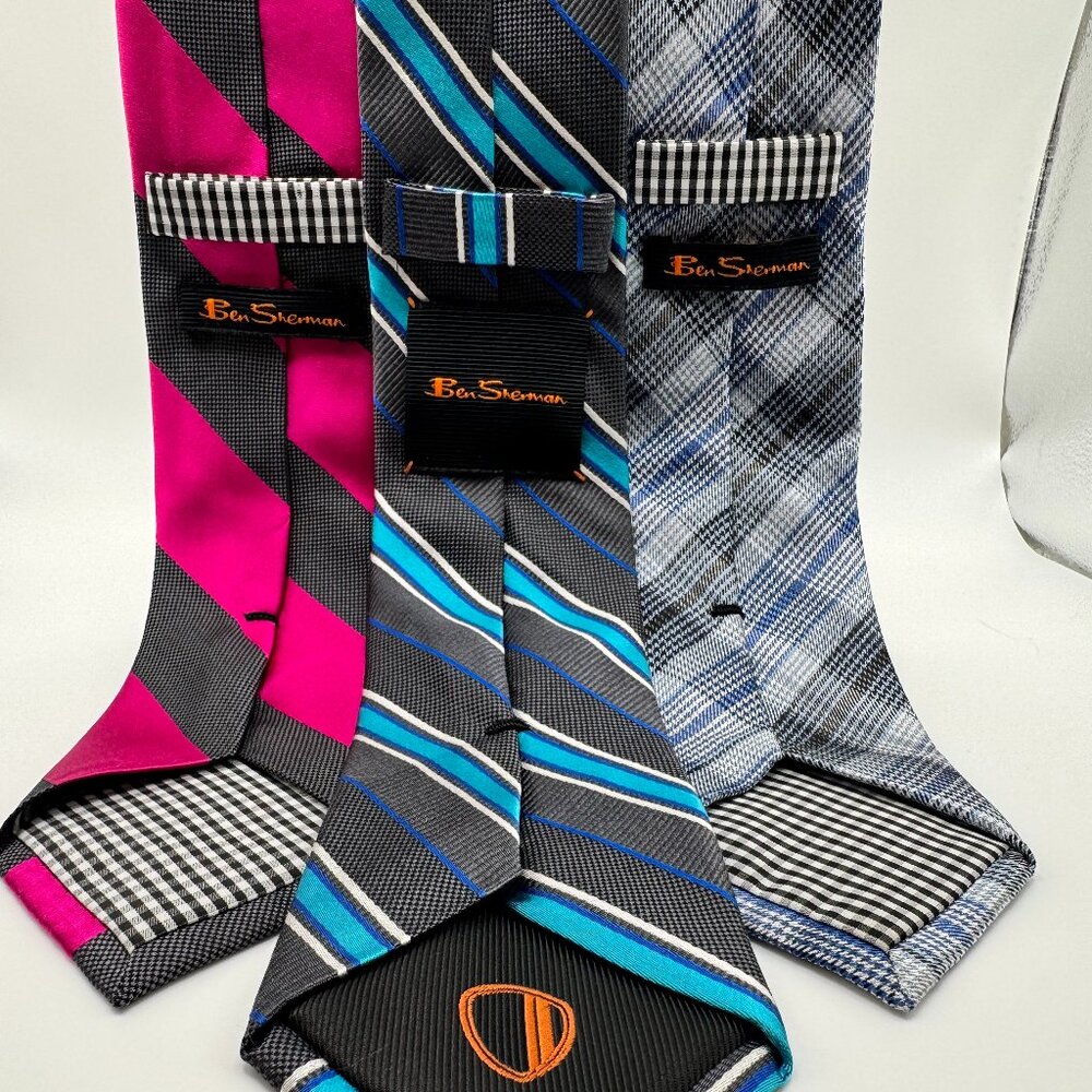 Ben Sherman 3 Modern Silk Tie Bundle – Regimental, Awing & Glen Check